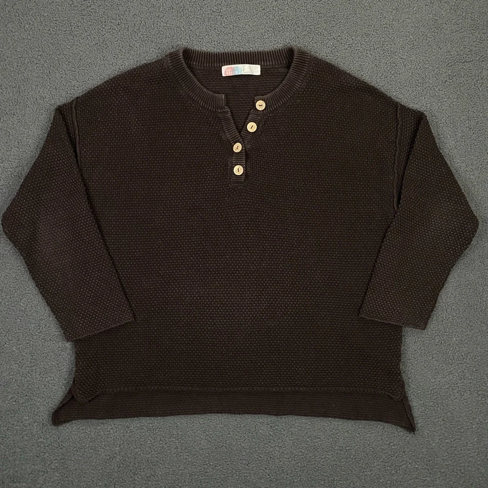 Free People FP Beach Sweater Womens Small Brown Knit Pullover Cover Up Pool